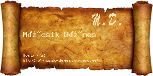 Mácsik Dénes névjegykártya
