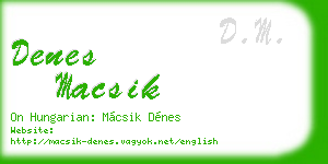 denes macsik business card